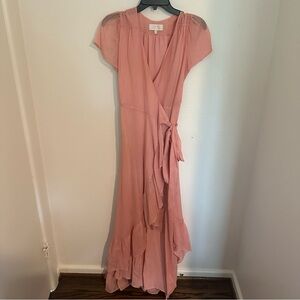 Wayf Pink Flutter Sleeve Sundress